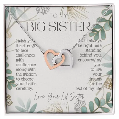 To My Sister Live Your Dreams Gift For Big Sister From Little Sister Sister Birthday Graduation Christmas Present Interlocking Hearts Necklace