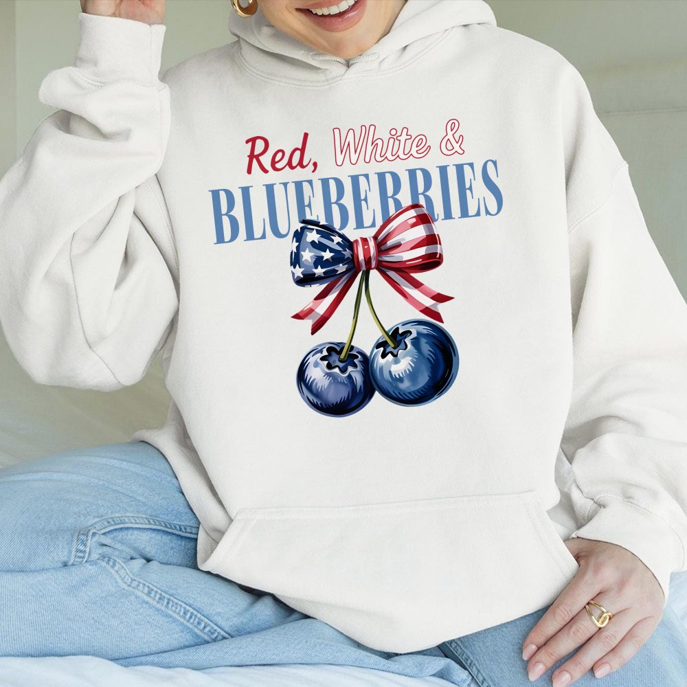 Red White And Blueberries Hoodie Hoodie Hoodie Blueberry Inspired Memorial Freedom Hoodie
