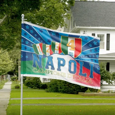 Napoli Campione D’Italia Horizontal House Flag, Italian Soccer Champion Design, Fan Celebration Home Decor Flag Horizontal House Flag
