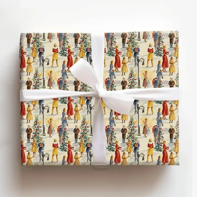 50s Seasonal Square - Gift Wrap for Christmas, Holidays Wrapping Paper, Christmas Wrapping Paper