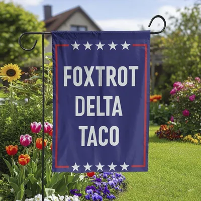 Vertical Garden - Foxtrot Delta Taco, Garden Flag, Funny Military Phonetic Alphabet Design Vertical Garden Flag