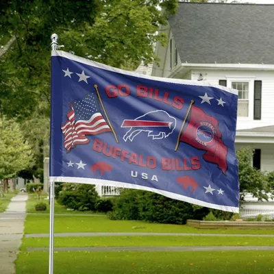 Buffalo Bills Go Bills Football House Flag, Nfl Usa Team Pride Banner, Red White Blue Fan Decor, American Flag Stars, Tailgate Gift Horizontal House Flag