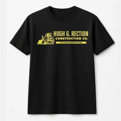Hugh G. Rection Construction T-Shirt, Funny Worker Inspired, Unisex Streetwear, Vintage Casual Gift
