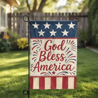 God Bless America Garden Flag With Patriotic Star And Vintage Colors, Outdoor Decorative Banner Vertical Garden Flag