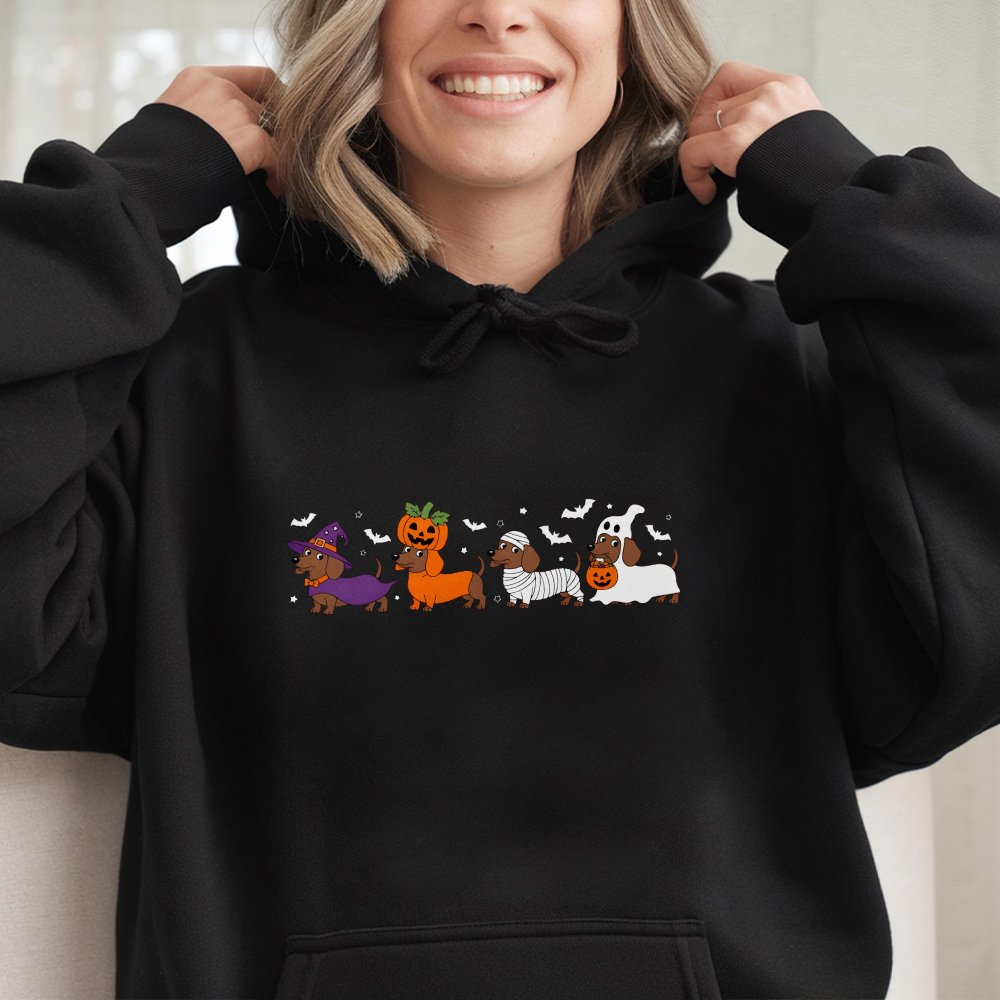 Halloween Dachshund Hoodie Cute Halloween Dog Funny Dog Lover Spooky Season Outfit