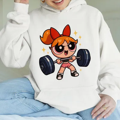 Cute Y2k Blossom Powerpuf Gym Girl Graphic Hoodie Gym Hoodie Graphic Gym Hoodie Vintage Hoodie Gym Hoodie Women