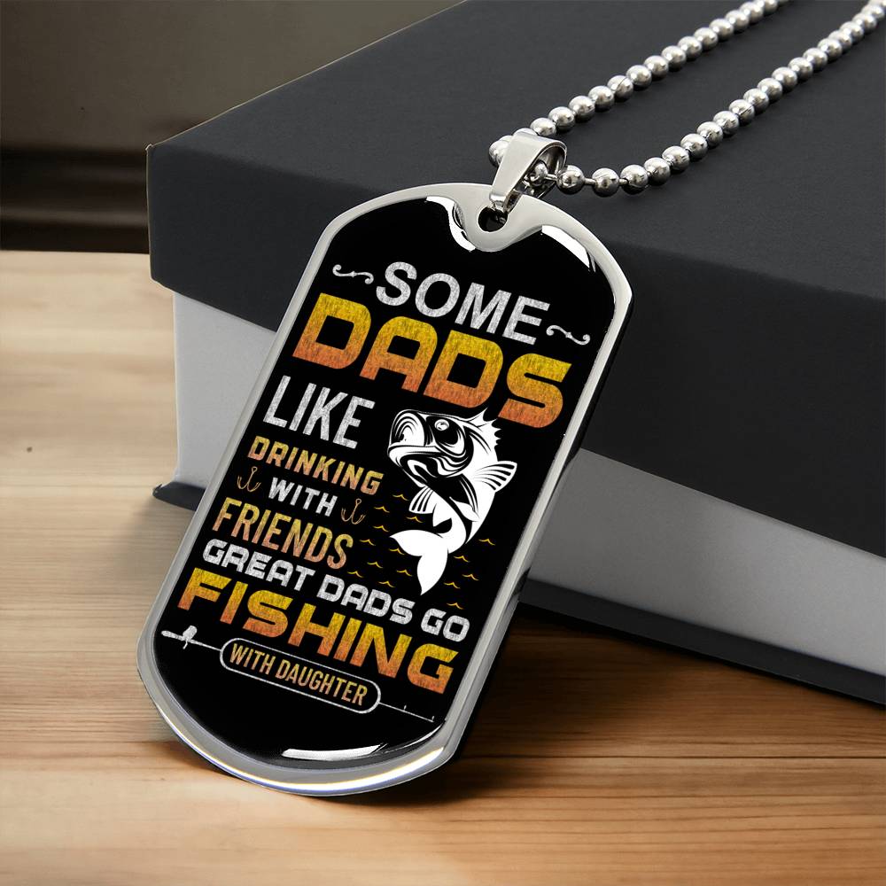 Fishing Necklace For Dad - Army Tag Necklace, Dog Tag