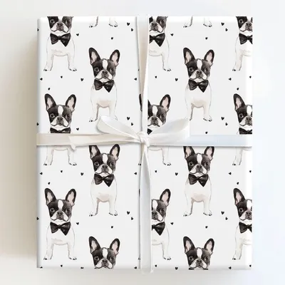 Black Tie with the Boston Terriers - Gift Wrap for Christmas, Holidays Wrapping Paper, Christmas Wrapping Paper
