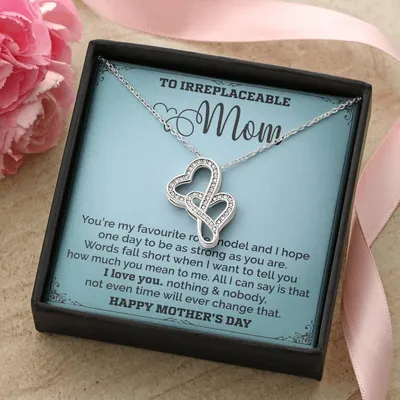 Mom Is My Favourite Role Modle -   - Mothers Day Double Hearts Necklace