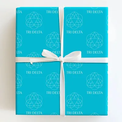 Tri Delta White on Blue - Gift Wrap for Christmas, Holidays Wrapping Paper, Christmas Wrapping Paper