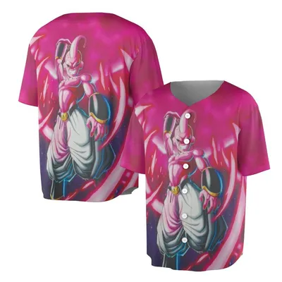 Majin Buu Baseball Jersey, Dragon Ball Z Jersey, Anime Streetwear Baseball Jersey, Pink Energy Baseball Jersey, Dbz Fan Gift