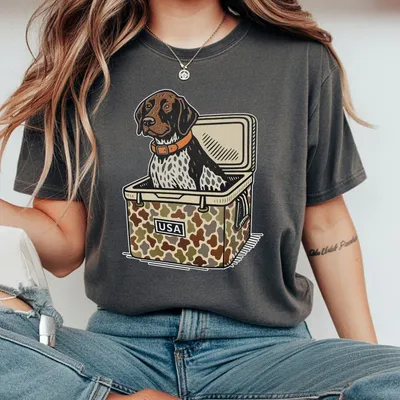 Hunting German Shorthaired Pointer Dog Cooler Usa Camo Unisex T-Shirt Country Dog Summer Outdoors Lovers T-Shirt Southern