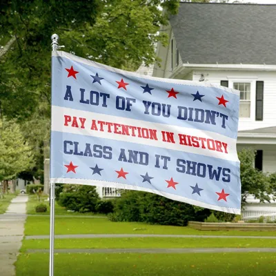 American House Flag, “A Lot Of You Didn’T Pay Attention In History Class” Patriotic Reminder Banner Horizontal House Flag