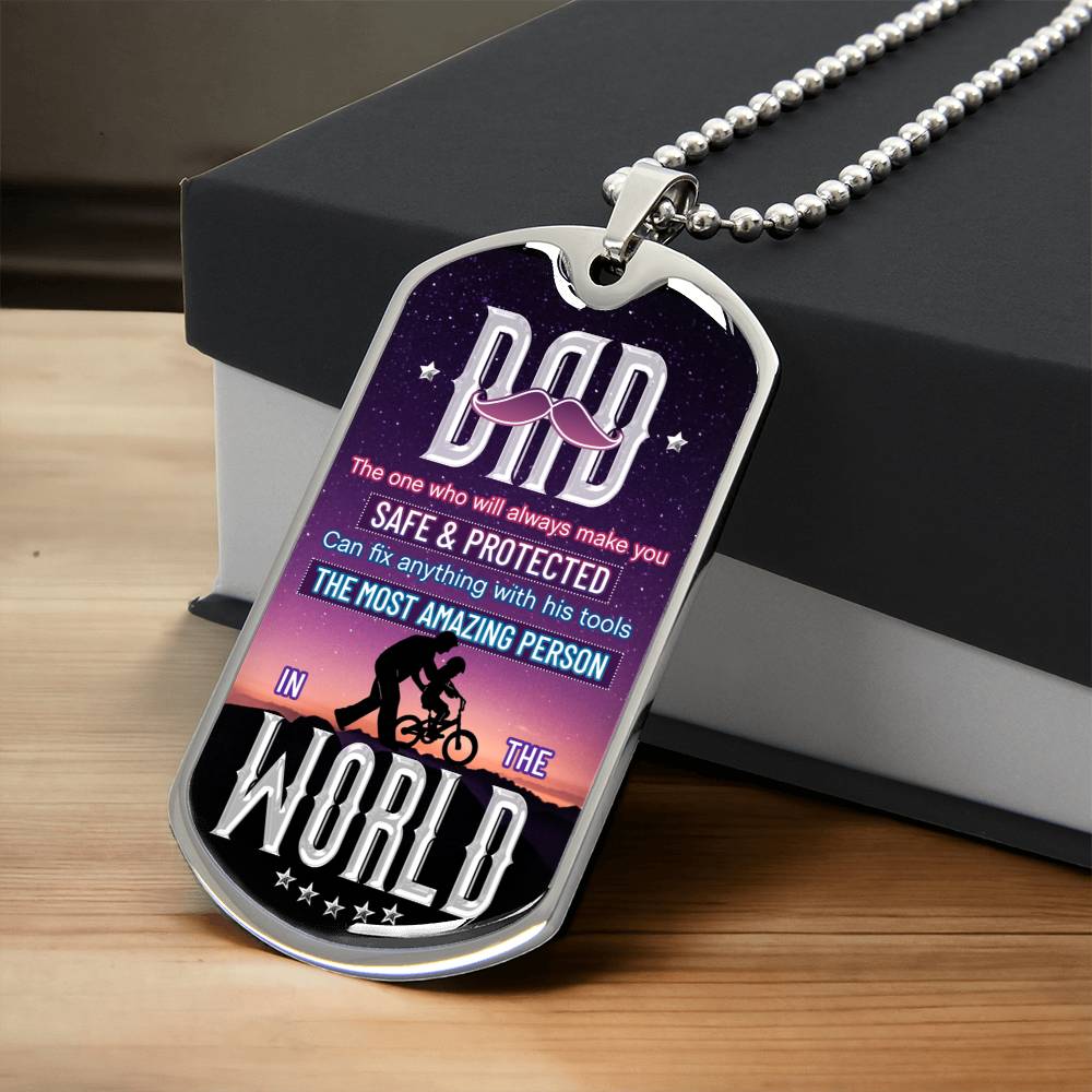 Dad Chain, Gift For Dad, Love Daddy Dog Tag Necklace, Handstamped Fathers Day Gift From Son - Army Tag Necklace, Dog Tag