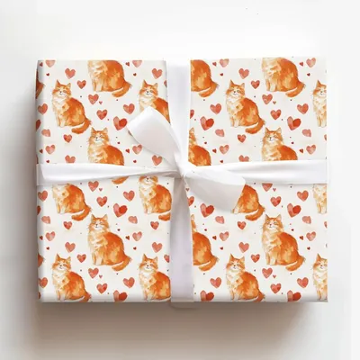 Tabby Cat Valentine - Gift Wrap for Christmas, Holidays Wrapping Paper, Christmas Wrapping Paper