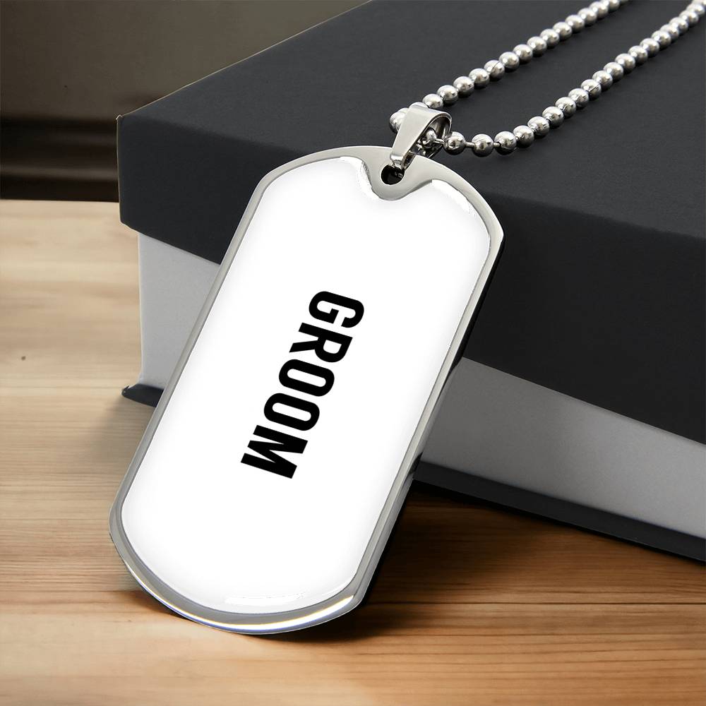 Groom Dog Tag - Army Tag Necklace, Dog Tag