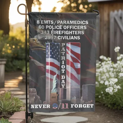 9 11 Patriot Day Garden Flag , Never Forget Memorial Tribute Decor Vertical Garden Flag