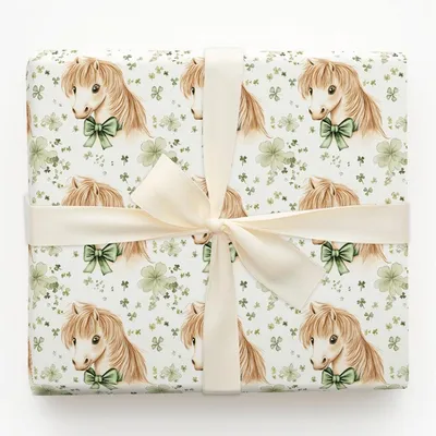 Shamrocks with the Shetland - Gift Wrap for Christmas, Holidays Wrapping Paper, Christmas Wrapping Paper