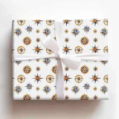 Compass Gold - Gift Wrap for Christmas, Holidays Wrapping Paper, Christmas Wrapping Paper