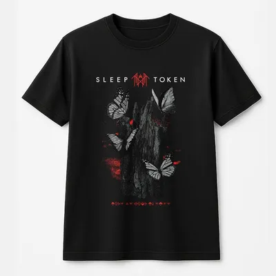 Sleep Token - Rock Band Inspired Butterfly Print Vintage T-Shirt, Gift For Fan