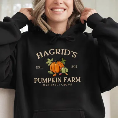 Hagrid'S Pumpkin Patch Fall Hoodie, Hp Fan Gift, Full Color Hoodie, Potterhead Halloween Hoodie