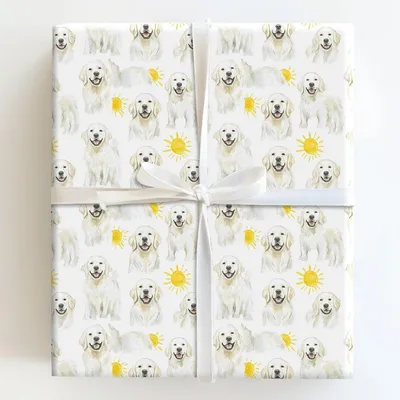 Sunny Day with the White Goldens - Gift Wrap for Christmas, Holidays Wrapping Paper, Christmas Wrapping Paper