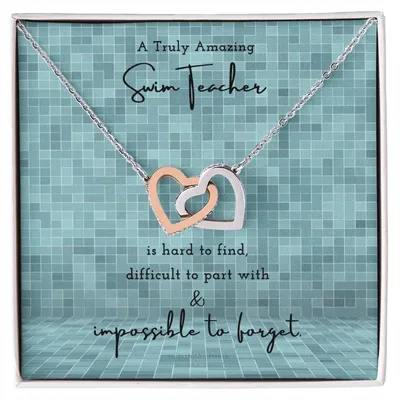 Gift For Swim Teacher Swim Teacher Appreciation Gift A Truly Amazing Swim Teacher Gift Interlocking Hearts Necklace