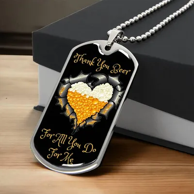 Thank You Beer Funny Beer Lover Dog-Tag Necklace - Army Tag Necklace, Dog Tag