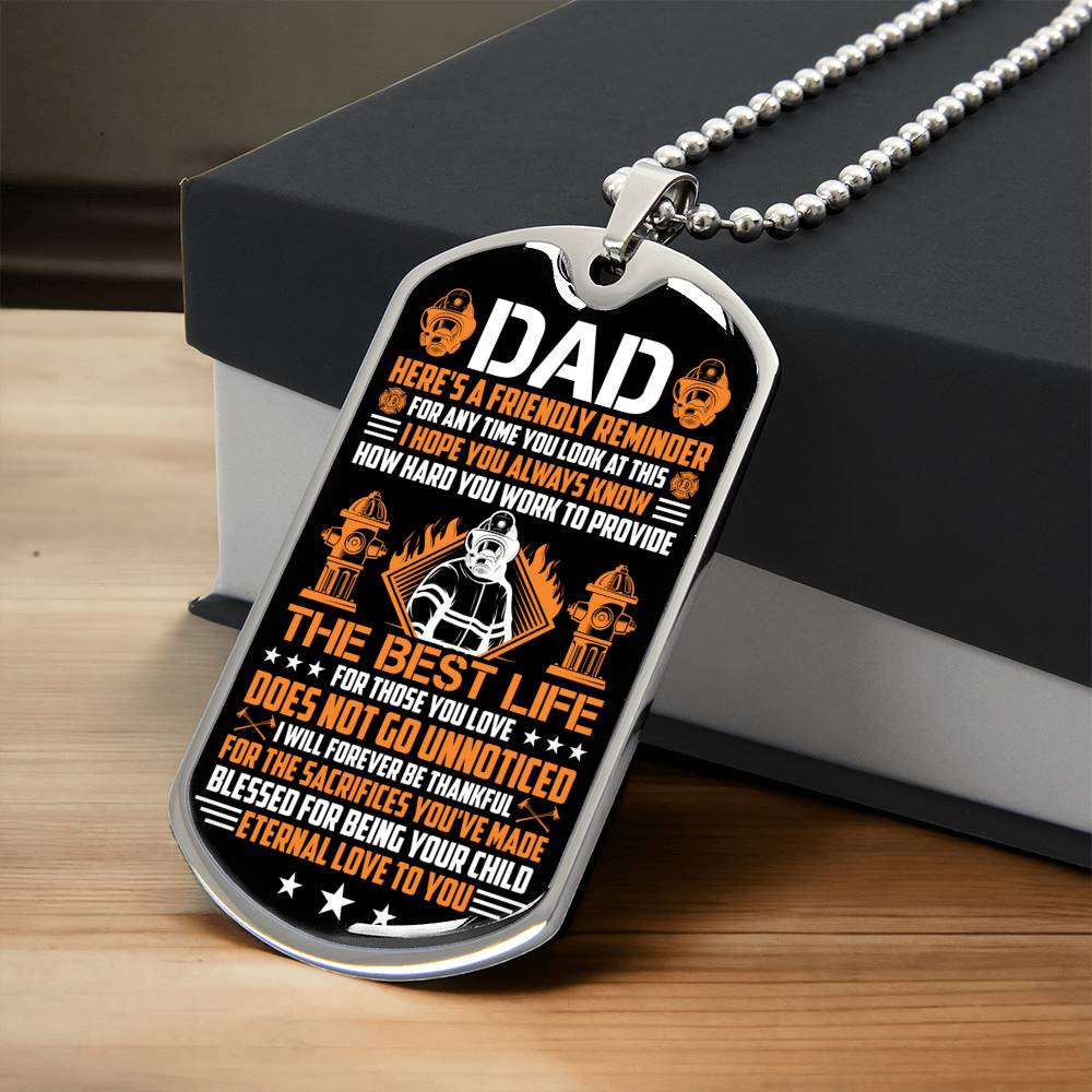 Dog Tag Necklace Pendant For Firefighter Dad - Army Tag Necklace, Dog Tag