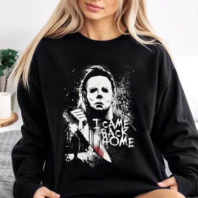 Spooky Retro Halloween Movie Sweatshirt Scary Horror Character Graphic Sweatshirt For Men Women