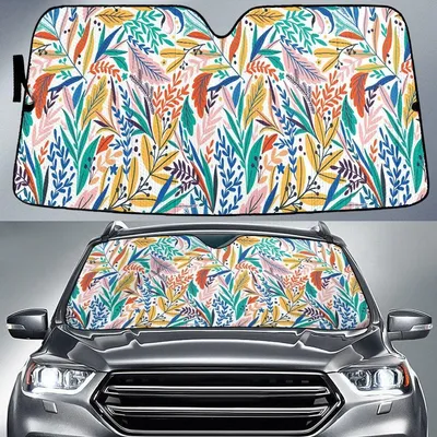 Colorful Types Of Tropical Leaves Summer Vibe All Over Print Car Sun Shades Cover Auto Windshield PrintSyde