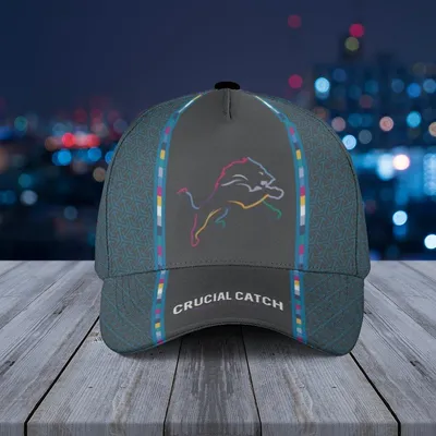 Detroit Lions Baseball Cap – “Crucial Catch” Cancer Awareness Edition With Team Logo & Color Stripes Baseball Cap