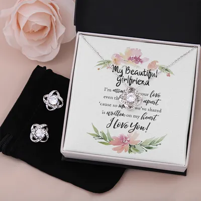 My Beautiful Girlfriend Love from Afar Gift Necklace and Earring Set Going Away Gift Military College Till Reunited