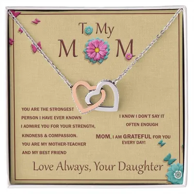 Interlocking Heart Necklace For Mother With Message Card Interlocking Hearts Necklace