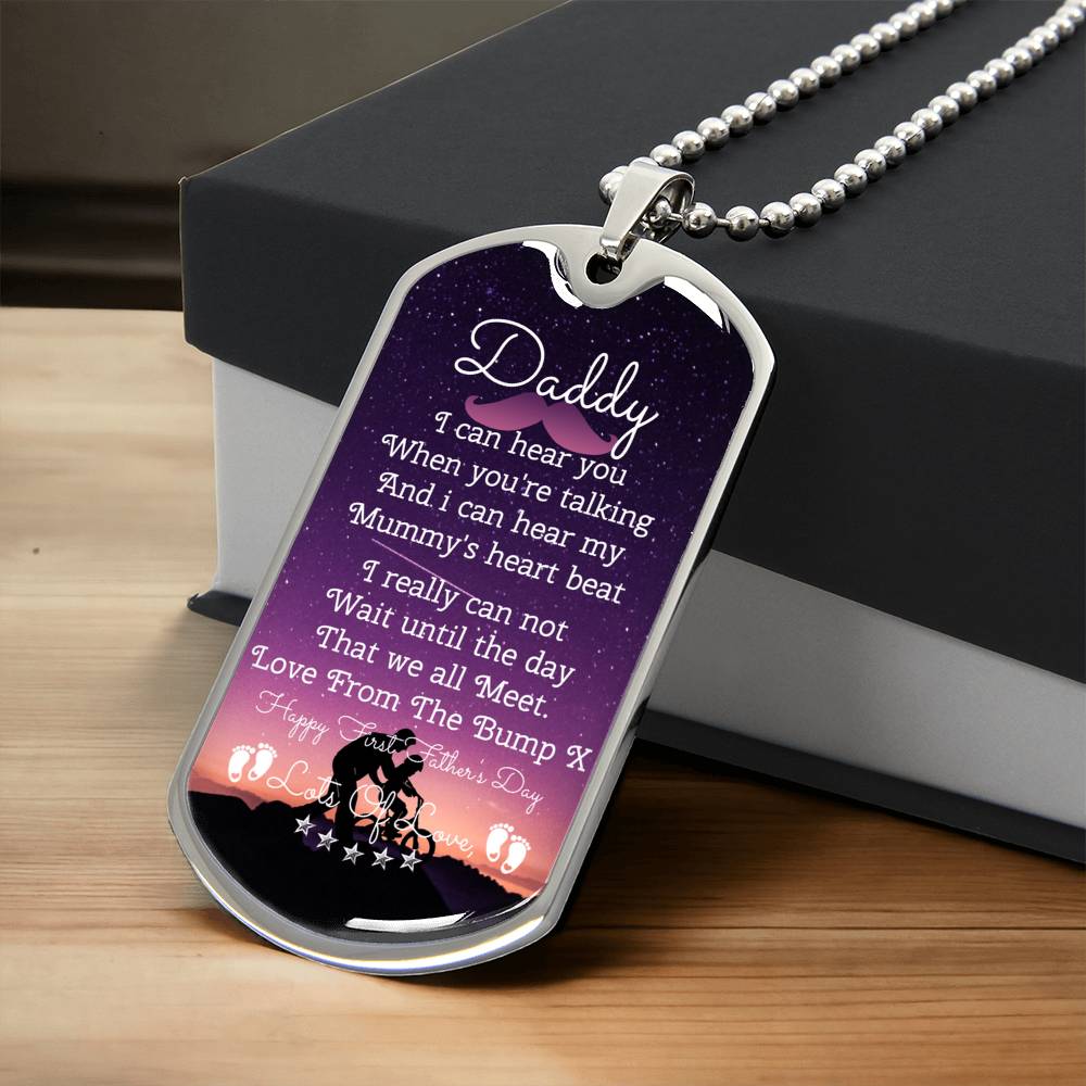Daddy Happy First Father's Day New Dad - Army Tag Necklace, Dog Tag