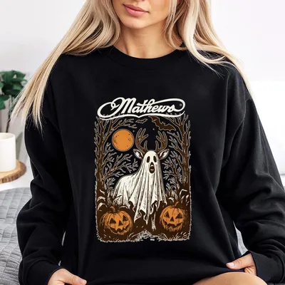 Mathews Ghost Deer Hallowe Sweatshirt Mathews Halloween Graphic Sweatshirt, Spooky Deer 2side Hunting Style, Unisex Outdoor Bowhunting Outfit