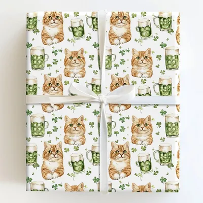 Brews with the American Shorthair - Gift Wrap for Christmas, Holidays Wrapping Paper, Christmas Wrapping Paper