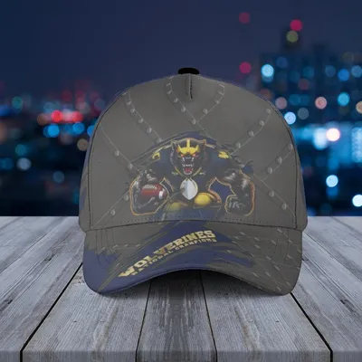 Michigan Wolverines National Champions Baseball Cap  Football Mascot Distressed Metal Print Baseball Cap