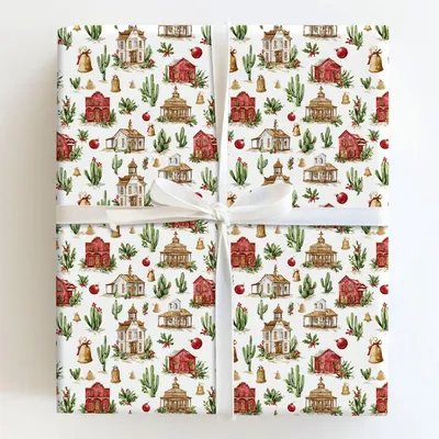 Desert Town Cheer - Gift Wrap for Christmas, Holidays Wrapping Paper, Christmas Wrapping Paper