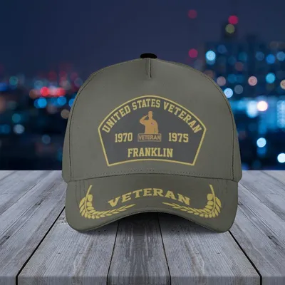 Baseball Cap United States Veteran Franklin 1970 1971 1975 Military Tribute Design Baseball Cap