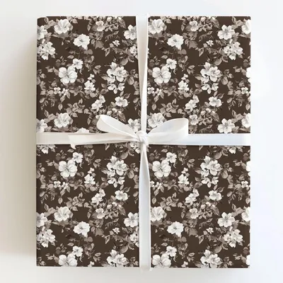 Espresso Flower - Gift Wrap for Christmas, Holidays Wrapping Paper, Christmas Wrapping Paper