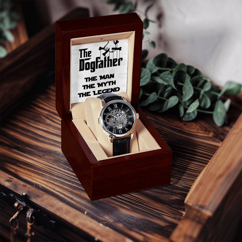 The Dogfather - Funny Cute Dog Father Dad Owner Pet Doggo Pup Mens Openwork Watch
