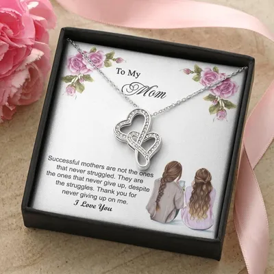 Thank You For Never Giving Up On Me Mother Gift - Necklace Double Hearts Necklace