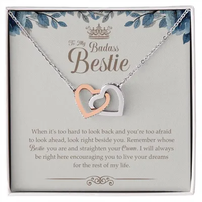 To My Badass Bestie Necklace Gift For Bestfriend Interlocking Hearts Necklace