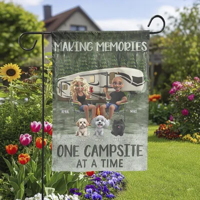 Making Memories One Campsite At A Time Garden Flag Couple Gift Flag Vertical Garden Flag