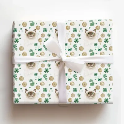 Golden with the Turkish Angora - Gift Wrap for Christmas, Holidays Wrapping Paper, Christmas Wrapping Paper