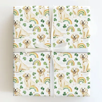 Rainbows with the White Lab - Gift Wrap for Christmas, Holidays Wrapping Paper, Christmas Wrapping Paper