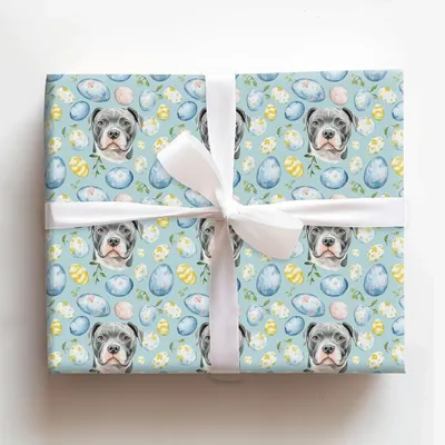 Easter Eggs with the Pitbull - Gift Wrap for Christmas, Holidays Wrapping Paper, Christmas Wrapping Paper