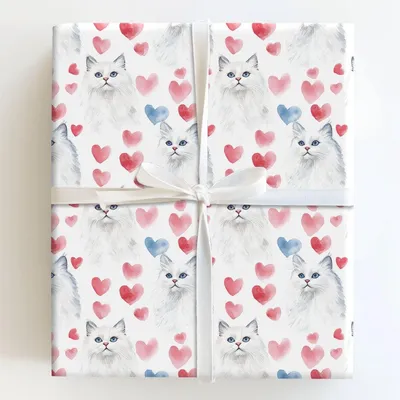 Turkish Angora Valentine - Gift Wrap for Christmas, Holidays Wrapping Paper, Christmas Wrapping Paper