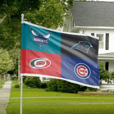 Multi Team Horizontal House Flag, Sports Fan Collage Design, Color Block Game Day Decor, Outdoor Display Flag Horizontal House Flag